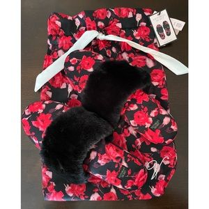 NWT Victoria’s Secret Satiny Slippers with Faux Fur Trim